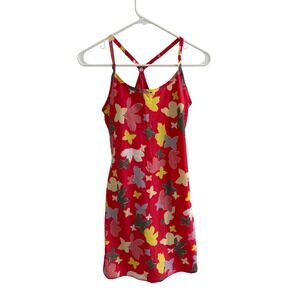 Outdoor Voices Exercise Dress Red Floral Butterfly Print XS Built-in Shorts